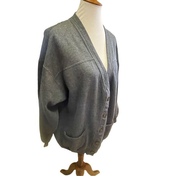 Cascade Blues Gray Long Sleeve V-Neck Button Front Cardigan Size X-Large-EUC - Picture 4 of 10